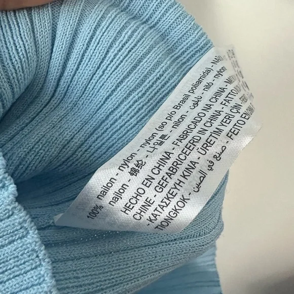 Zara Fitted Knit Midi Dress Open Back Light Blue Size M - Picture 3 of 6